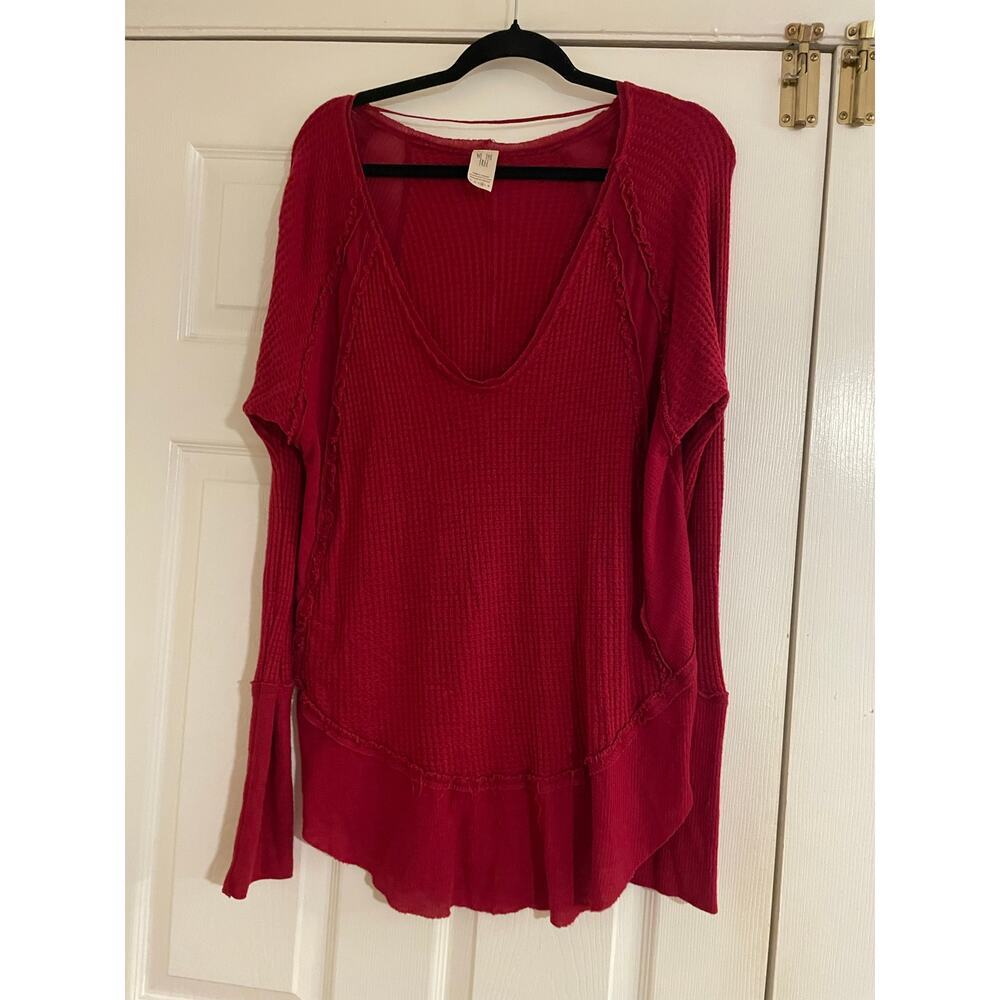 We the Free flowy boho deep V-neck long sleeve top size medium